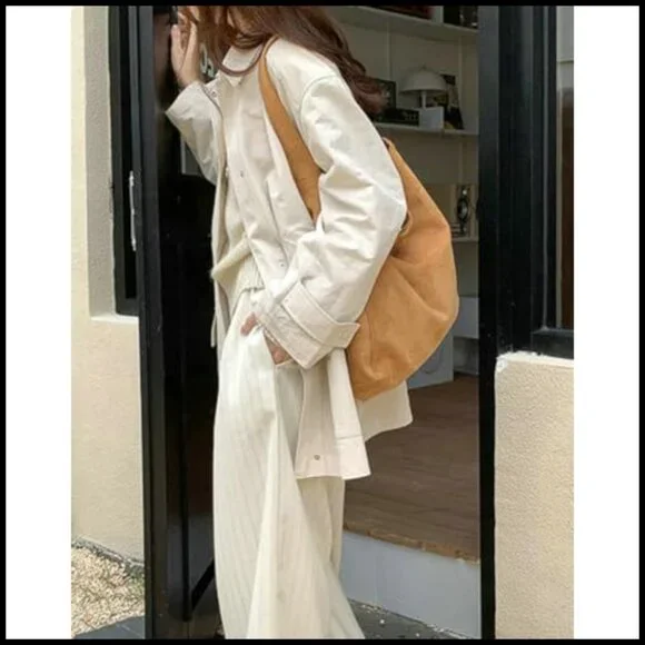 Suede Hobo Tote Bag Casual Shoulder Slouchy Handbag Large Pocket Magnetic - Picture 5 of 7